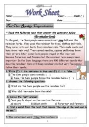 English worksheet: The Reindeer Herds