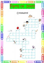 English Worksheet: parts of body crossword