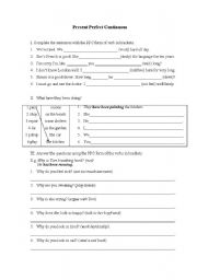 English Worksheet: PRESENT PERFECT CONTINUOUS-worksheet