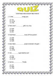 English Worksheet: Quiz