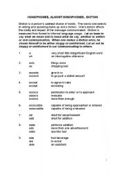 English Worksheet: Homophones and almost homophones