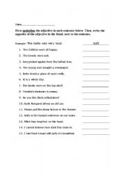 English worksheet: Adjective worksheet