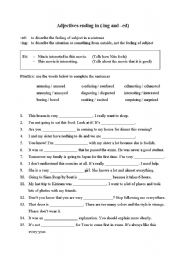 English Worksheet: -ed and -ing adjectives