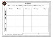 English Worksheet: my food diary