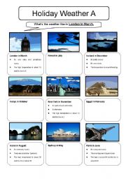 English Worksheet: Holiday Weather Information Gap Sheet A