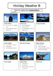 English Worksheet: Holiday Weather Information Gap Sheet B