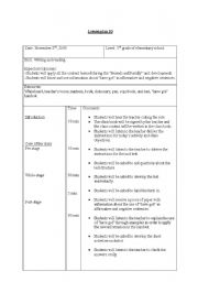 English Worksheet: lesson plan