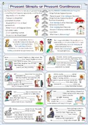 English Worksheet: Present Simple or Present Continuous