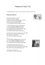 English Worksheets Song Please And Thank You