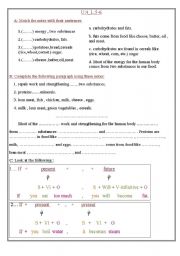 English worksheet: work sheet on food