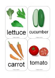 English Worksheet: Fruit / Vegetable Flashcards (Common Vegetables et al.) (16 Cards)