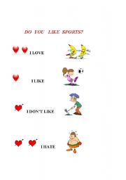 English worksheet: Do you like sports?