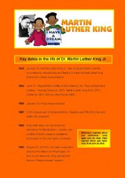 English Worksheet: Martin Luther King ( 2 pages ) 
