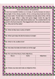 English worksheet: REading Comprehension