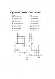 English worksheet: opposite verbs crossword