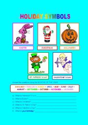 English Worksheet: Holiday Symbols 