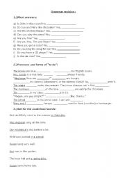 English worksheet: Grammar revision 1st form: Short answers, pronouns and asking for underlined words