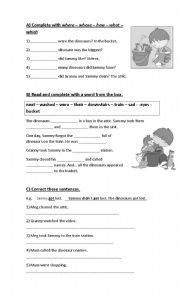 English worksheet: Sammy and the Dinosaurs