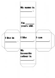 English Worksheet: about me dice