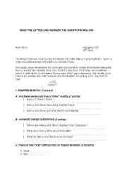 English worksheet: A LETTER