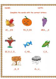 English Worksheet: Autumn spelling WS