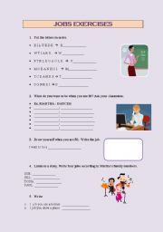 English worksheet: JOBS EXERCISES 