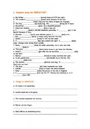 English Worksheet: SIMPLE PAST AFFIRMATIVE / NEGATIVE AND INTERROGATIVE