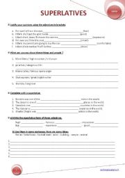 English Worksheet: SUPERLATIVES