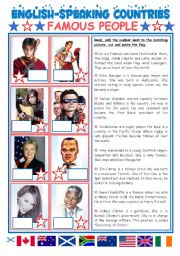 English Worksheet: ENGLISH-SPEAKING COUNTRIES (23) - FAMOUS PEOPLE