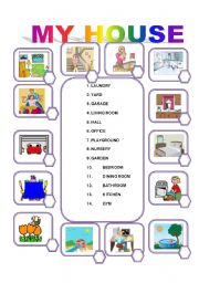 English Worksheet: MATCH THE ROOMS IN THE HOUSE