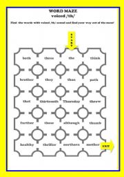 English Worksheet: PRONUNCIATION word maze voiced 