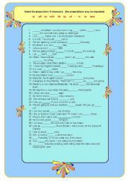 English Worksheet: Prepositions 