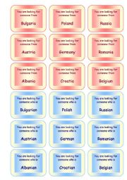English Worksheet: FUNNY SPEAKING GAME ON COUNTRIES AND NATIONALITIES  72 CARDS / SET 1  GOOD FOR ADULTS, TOO!! (5 pages)