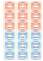 FUNNY SPEAKING GAME ON COUNTRIES AND NATIONALITIES  72 CARDS / SET 1  GOOD FOR ADULTS, TOO!! (5 pages)