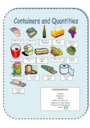 English Worksheet: Containers and Quantities