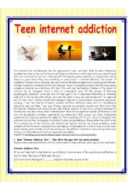 English Worksheet: Teenagers at risk of internet addiction?