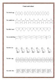 English worksheet: Count and colour