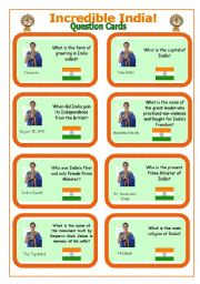 Incredible India! - Question Cards
