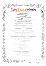 English Worksheet: Today I Got a Valentine