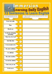 Idioms & Expressions - > IMMERSION - LEARNING DAILY ENGLISH - (5 Pages) 13 expressions + 8 EXERCISES + WRITING ACTIVITIES