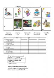 English Worksheet: can - for ability