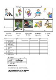 English worksheet: can - for ability