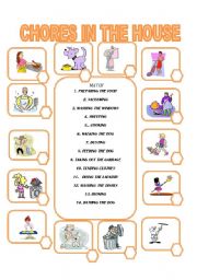 English Worksheet: 14 CHORES IN THE HOUSE