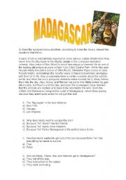 English Worksheet: Madagascar (movie activity) - with answers!