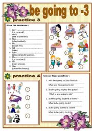 English Worksheet: BE GOING TO FUTURE + EXERCISES - 3 (editable)