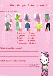 English Worksheet: What do you like to wear?