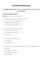 English worksheet: Conditional Sentences