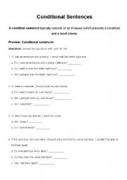 English Worksheet: Conditional Sentences
