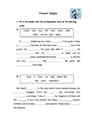 English Worksheet: Present Simple - Fill in the gaps