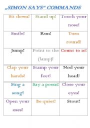 English Worksheet: Simon says      commands